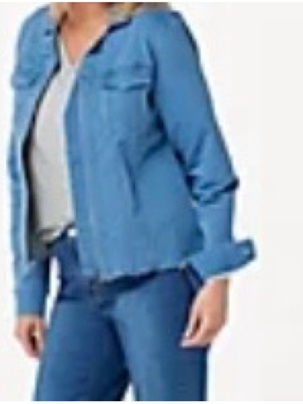 Denim&Co Comfy zip front  crop raw edge women’s jacket size 4X